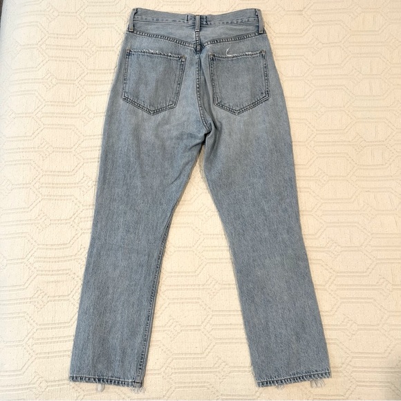 Agolde Riley Distressed High Rise Jeans • 25 • Light Denim Distressed EUC - Picture 2 of 5